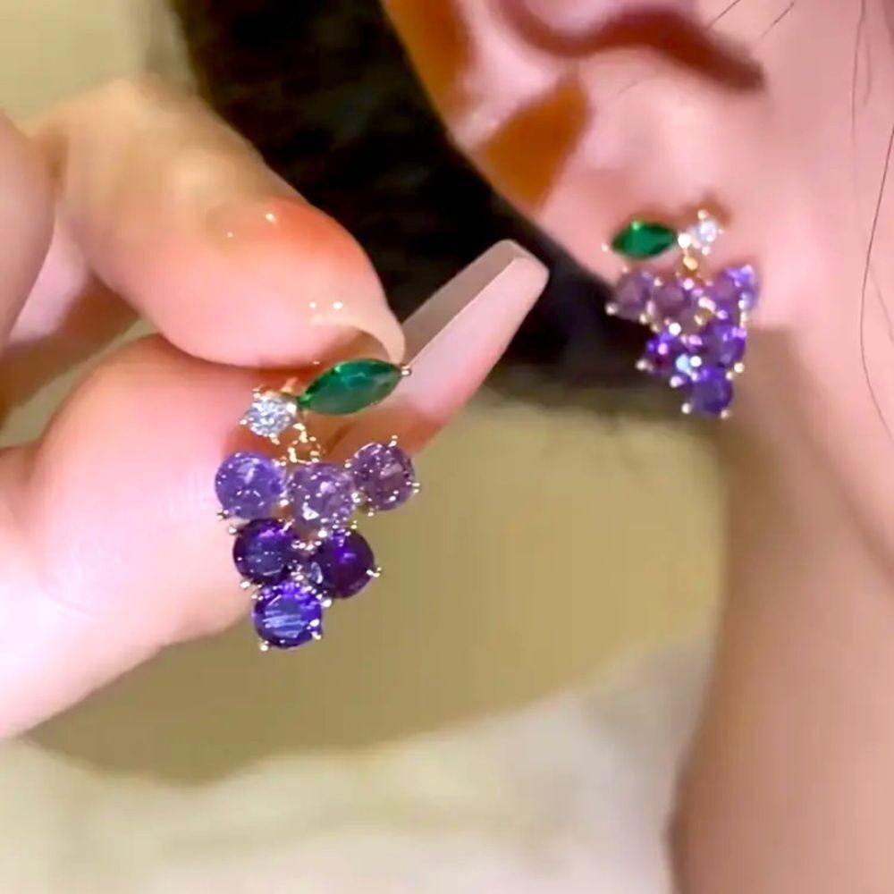 🍃🆕🍃 🍇 Crystal Grape Bunch Cluster Earrings 🍇✨
